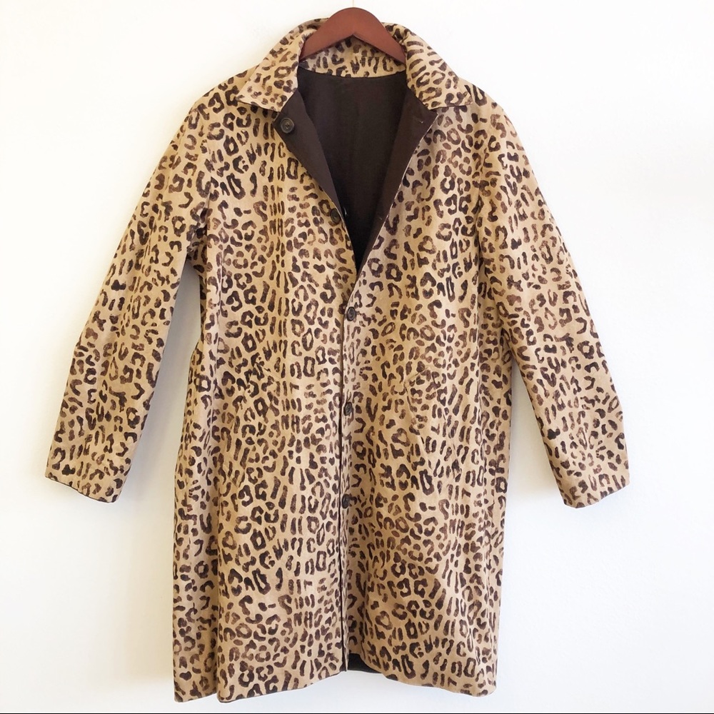 Jones New York Leopard Print Trench Coat in Tan and Brown